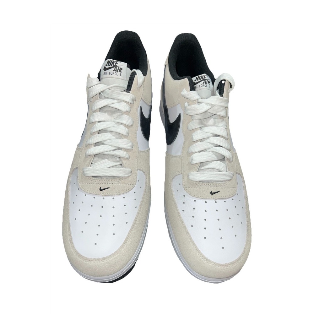 60N1 /Nike Air Force 1 White Black Beige Low Top Leather Men's Athletic Sneakers